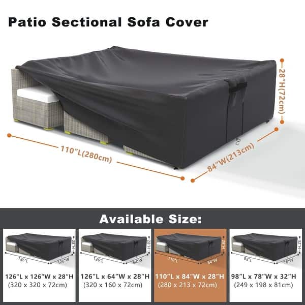 dimension image slide 1 of 4, Waterproof Patio Furniture Set Cover Outdoor Sectional Sofa Cover