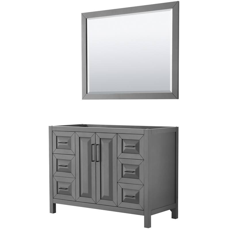 Wyndham Collection Daria 47" Single Free Standing Vanity Cabinet - - Dark Gray / Matte Black Hardware