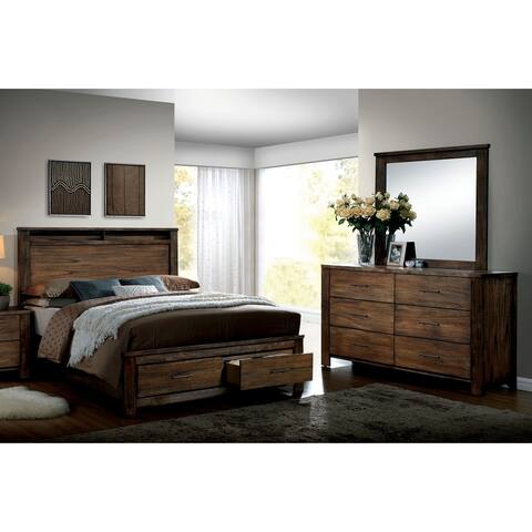 Furniture of America Syla Rustic Oak King 2-piece Bedroom Set