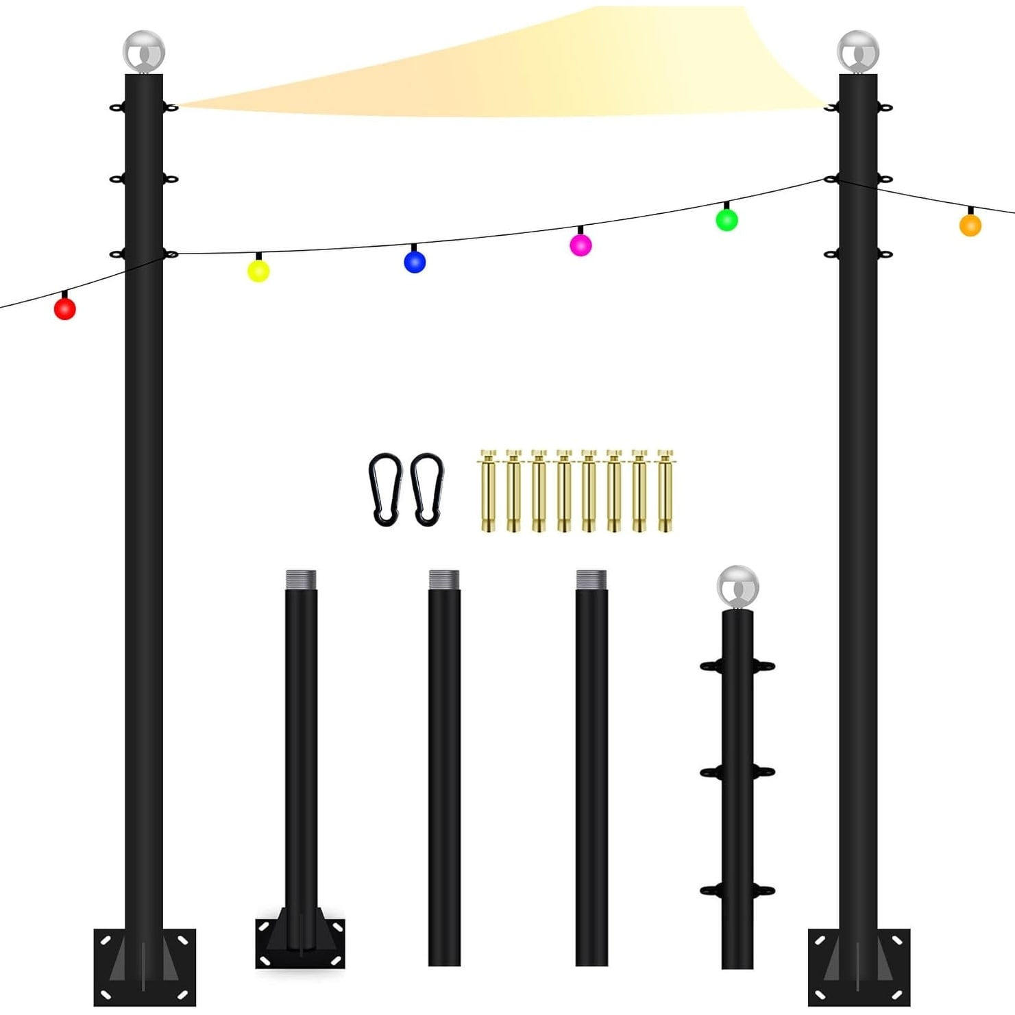 10FT Heavy Duty Outdoor Shade Sail Pole Kit with Rust-Proof Coating for Patio, Deck, and Garden