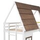 preview thumbnail 5 of 12, Wood Twin Size House Bunk Bed with Roof, Ladder and Slide