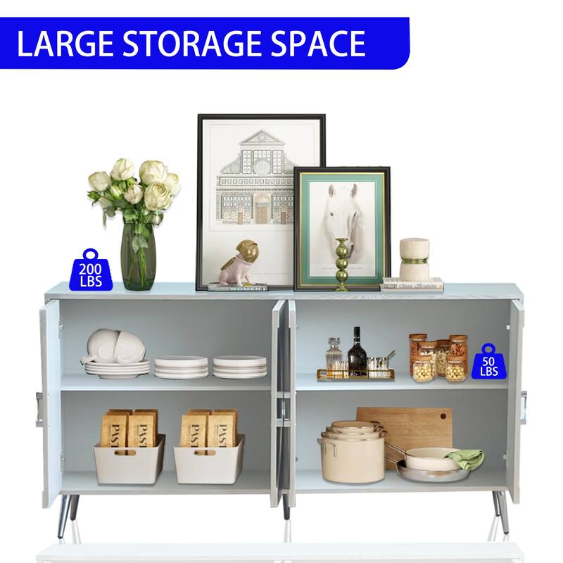 Wooden Accent Storage Cabinet Sideboard/Buffet Coffee Bar Cabinet with Adjustable Shelves for Dining Living Room Entry Hallway