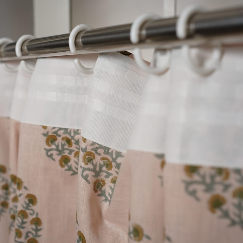 Fabdivine Block Print Curtain or Drape Decorative Home Accent Bed or Living Room