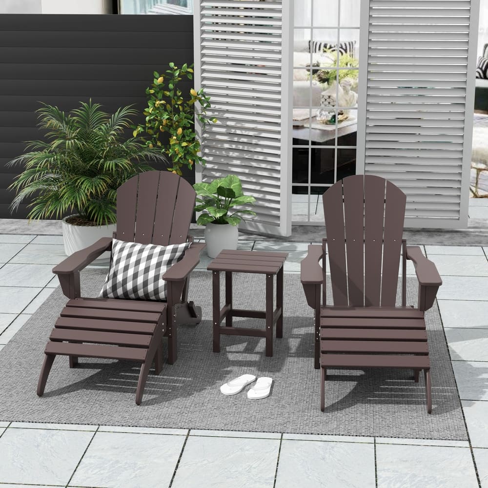 Laguna Hdpe All Weather Outdoor Patio Foldable Adirondack Chairs Conversation Set (5-Piece Set)