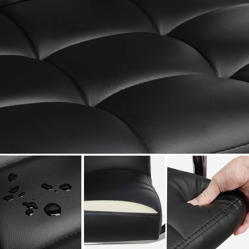 Yaheetech Adjustable Faux Leather Swivel Office Chair with Wheels