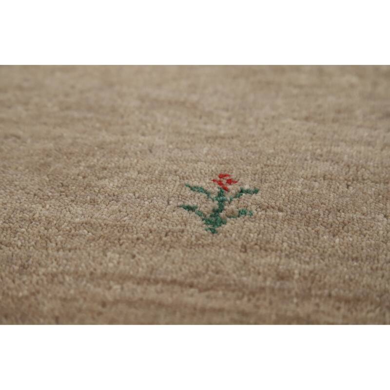 Hand Knotted Oriental 100% Wool Carpet Tribal Animal Pictorial Brown Gabbeh Area Rug - 4' 11'' X 3' 0''