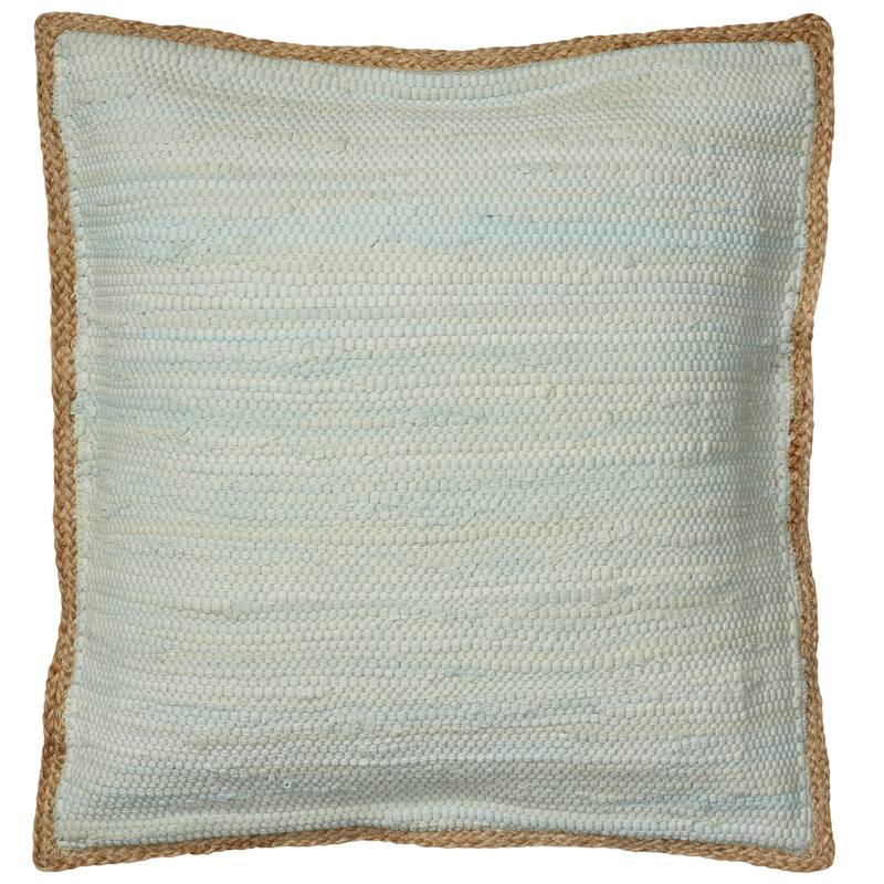 HomeRoots 20" X 20" Beige and Green Cotton Blend Zippered Pillow