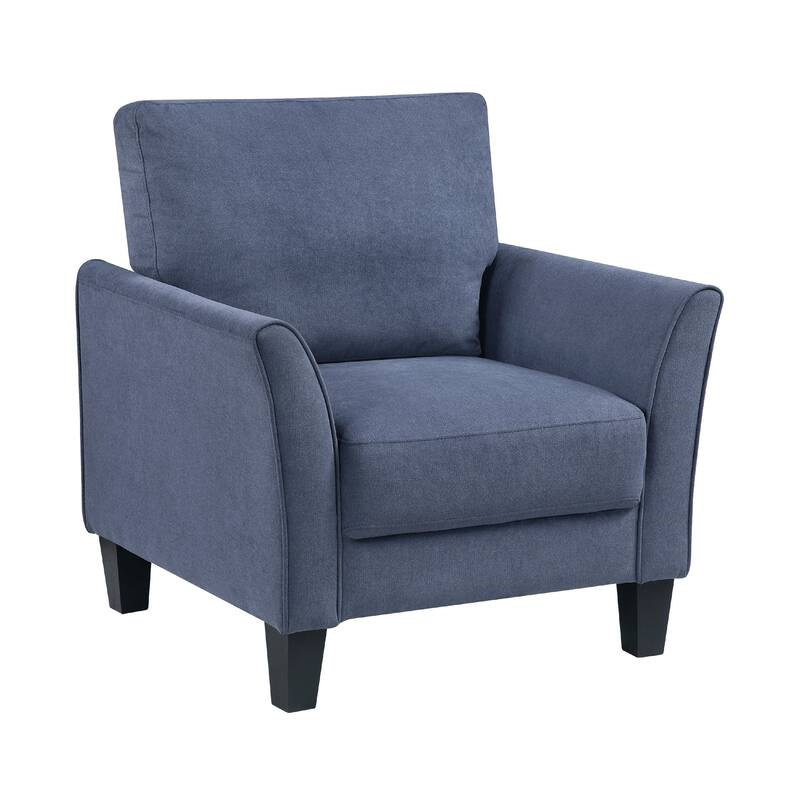 Xumo Sofa Armchair, Blue 34 Inch, Black Tapered Wood Legs