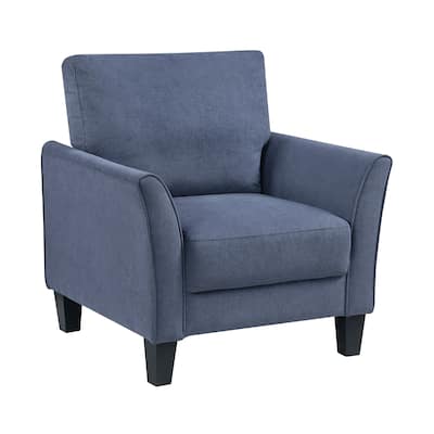 Xumo Sofa Armchair, Blue 34 Inch, Black Tapered Wood Legs