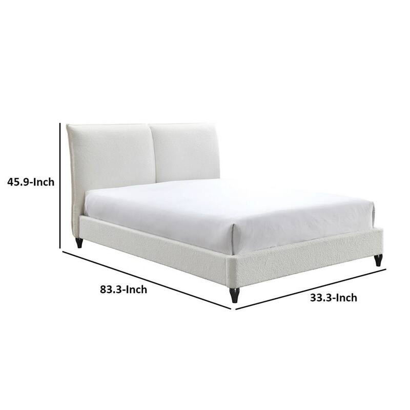 Sage King Size Bed, Low Profile, Cushioned Upholstered Headboard, Charcoal