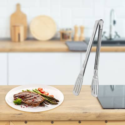 Kitchen Tongs Stainless Steel Barbecue Cooking Grilling Tongs - Silver