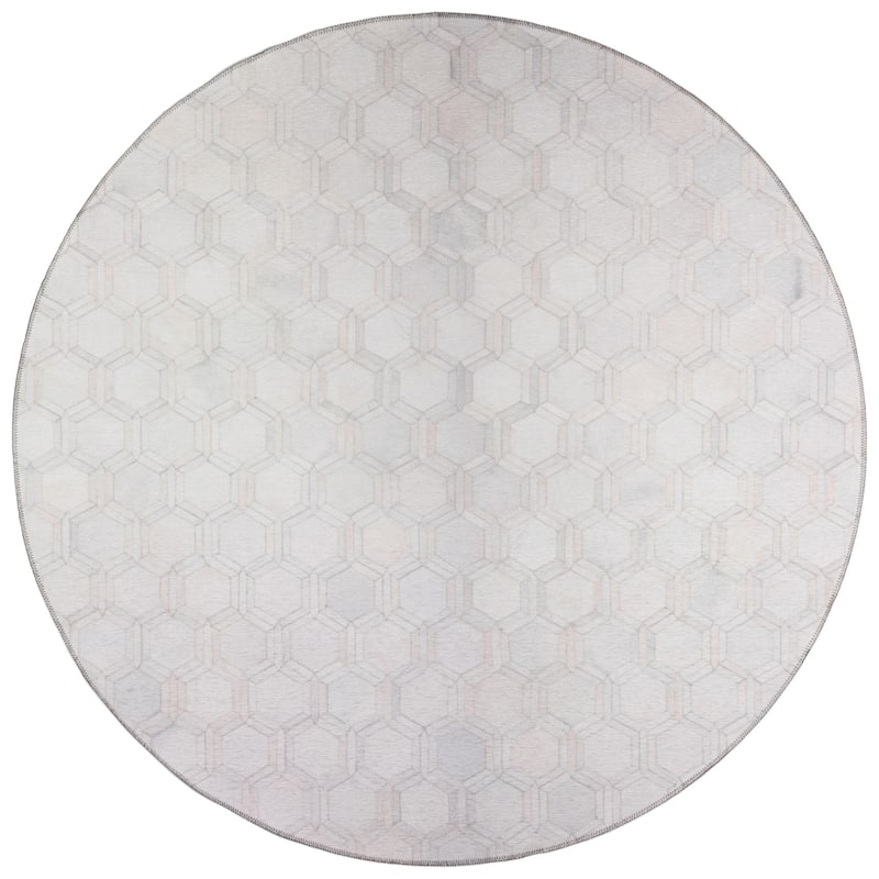 Indoor/ Outdoor Laredo Hexegon Faux Hide Patchwork Washable Area Rug