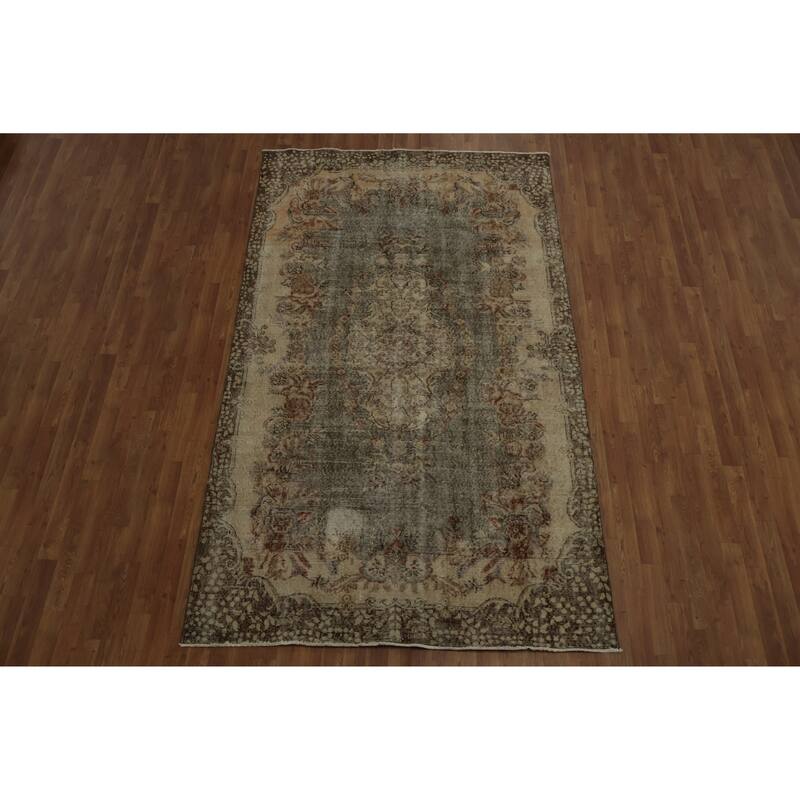 Hand Knotted Oriental 100% Wool Carpet Transitional Floral Beige & Ivories Anatolian Area Rug - 9' 0'' X 5' 5''