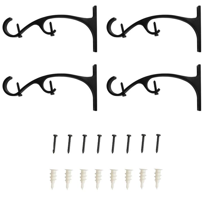 Lumi 1 in. & 3/4 in. Dia. Double Curtain Rod Bracket (4-Pack) - Matte Black