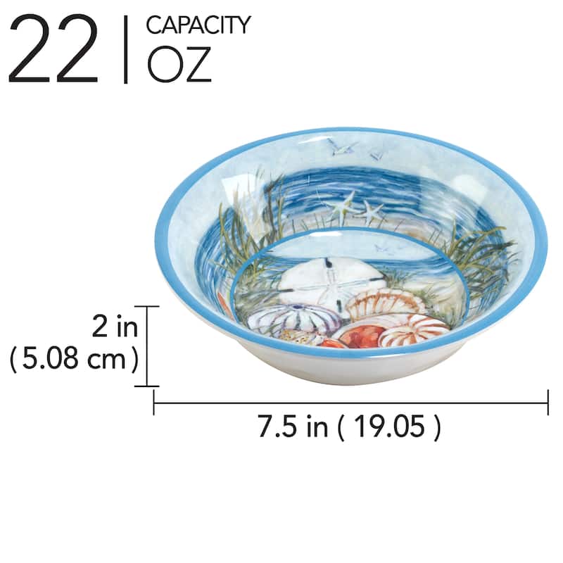 Certified International Seacoast Melamine 7.5" All Purpose Bowls, Set of 6 - 7.5" Diameter x 2"