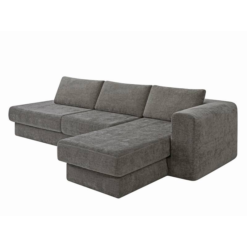 Christopher Knight Home - American Design Chenille 113" Modular Sectional Sofa with Double Layer Cushions