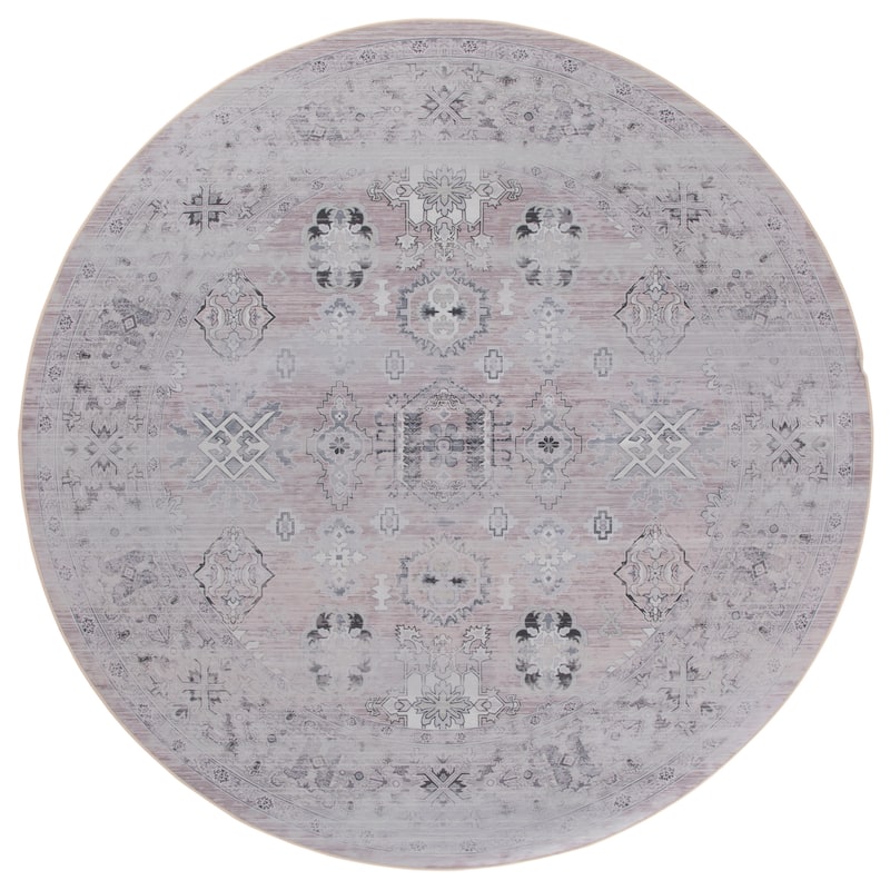 SAFAVIEH Tucson Washable & Slip Resistant Amedea Rug - 6' Round - Pink/Beige