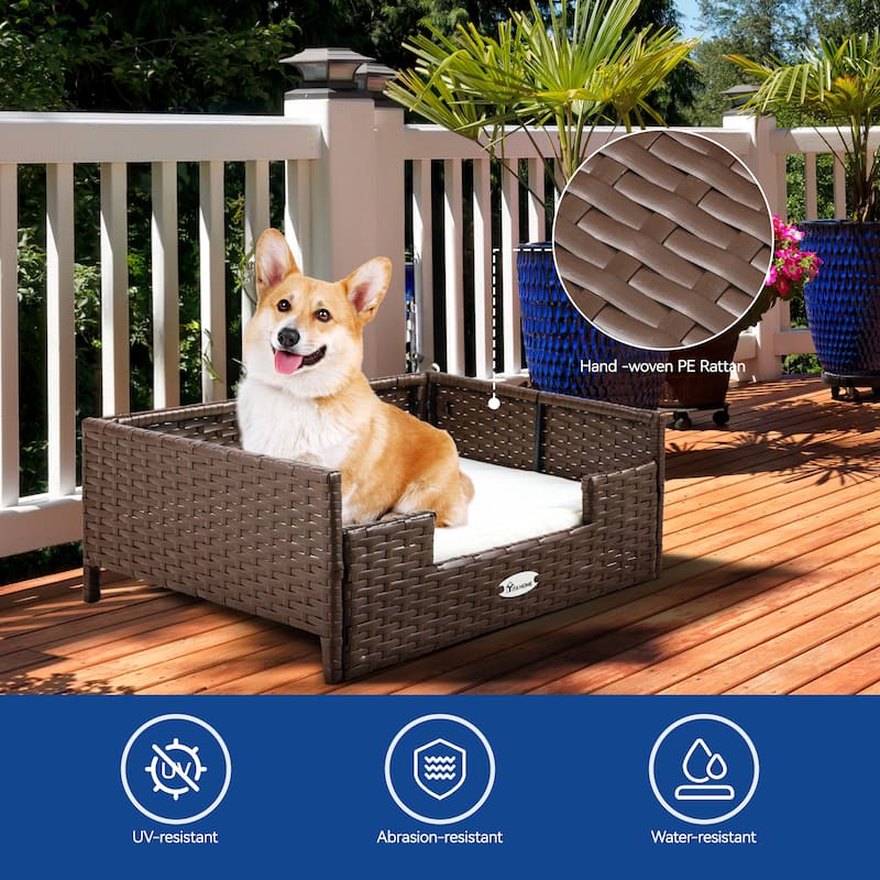 Moasis Elevated Rattan Dog Sofa with Cusion