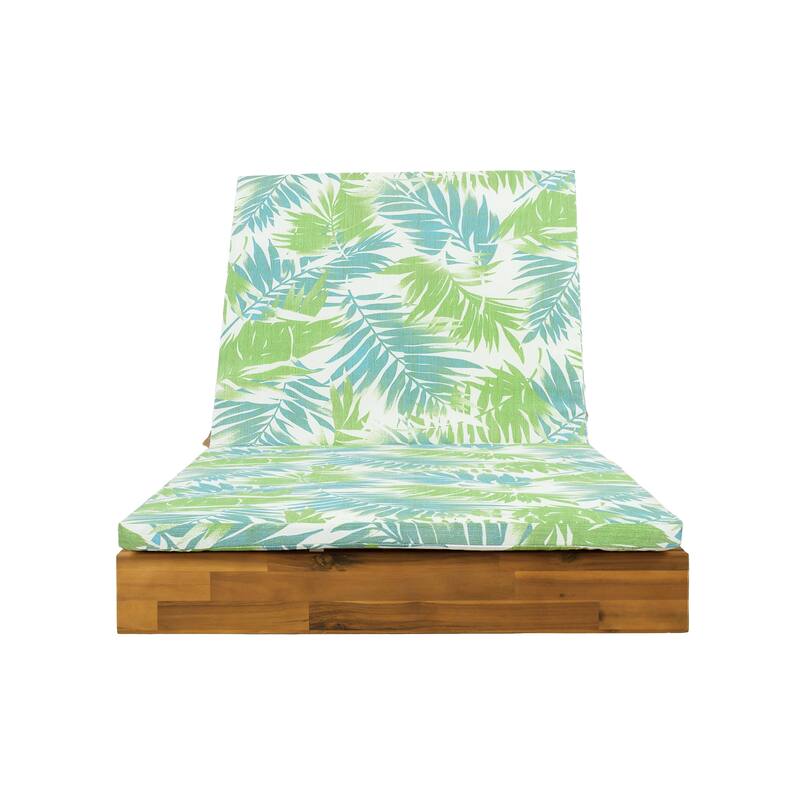 Christopher Knight Home - Outdoor Acacia Wood Chaise Lounge with Ergonomic 2-Fold Thin Water-Repellent Cushion - 79.6"L