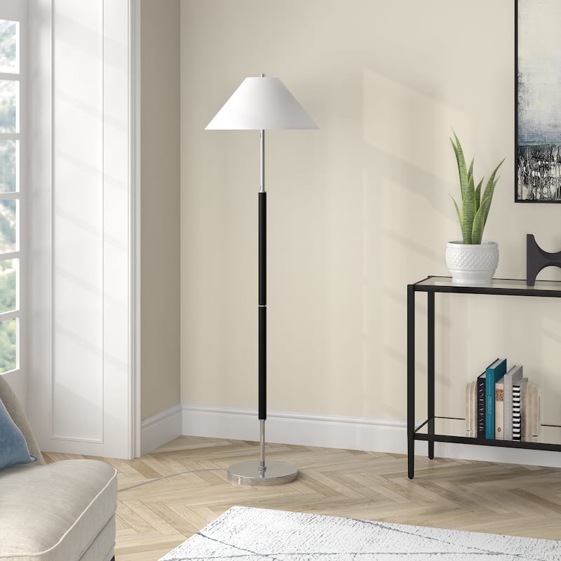 Simona 2-Light Floor Lamp with Fabric Shade - 18" Wide