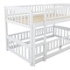 preview thumbnail 20 of 53, Low Bunk Bed with Slide, Wooden Floor Bunk Bed Frame with Fence and Ladder, for Kids Teens, Boys Girls
