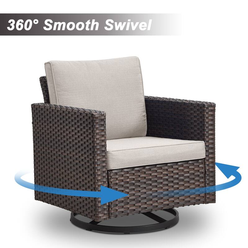 Gymojoy Wicker Swivel Glider Chair with 4 inch Olefin Cushions