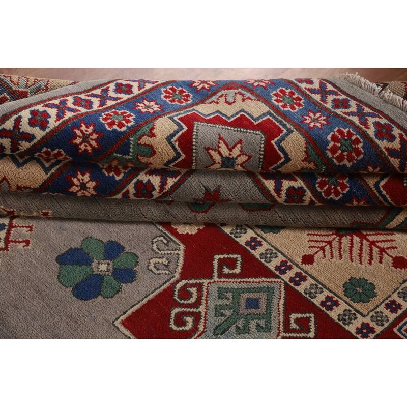 Geometric Kazak Large Area Rug Handmade Wool Carpet - 9'7" x 13'7"