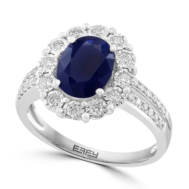 EFFY 14K Gold Diamond Natural Sapphire Ring