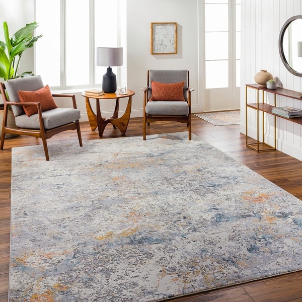 slide 2 of 3, Livabliss Hassler Modern Abstract Area Rug Grey/Yellow - 10' x 14'