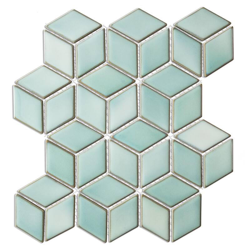 Merola Tile Hudson Rhombus Mint Green 10-1/4" x 11-3/4" Porcelain Mosaic Floor and Wall Tile