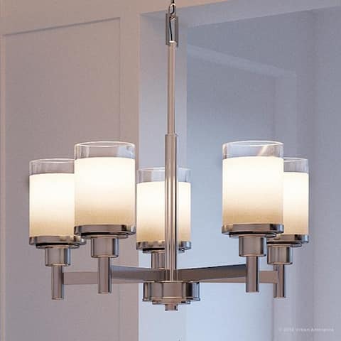 Luxury Contemporary Chandelier, 19.75"H x 20"W, with Transitional Style, Brushed Nickel Finish by Urban Ambiance