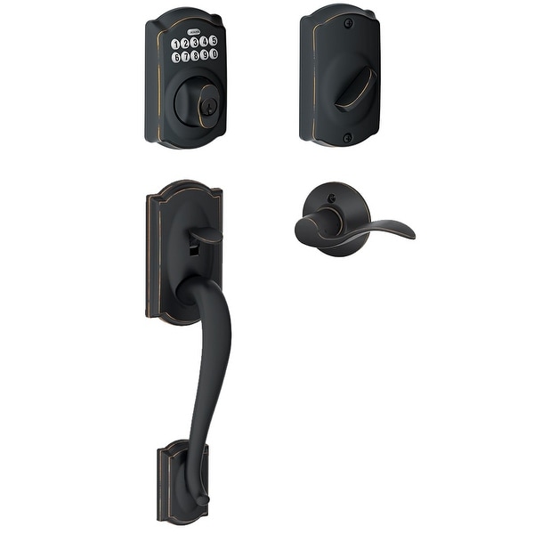 Schlage FE365-CAM-ACC-LH Left Handed Camelot Electronic Handleset with Accent Lever