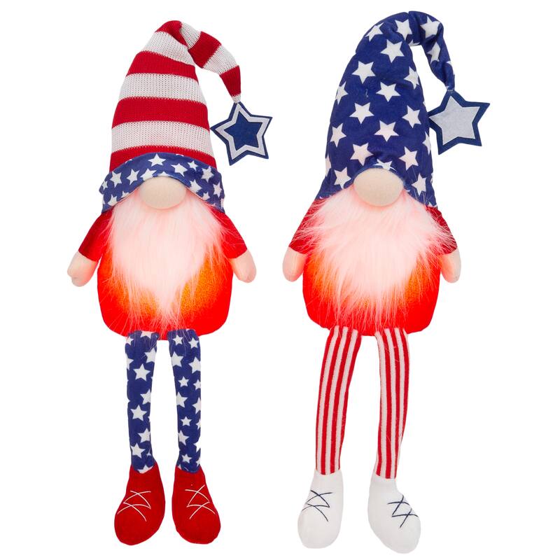 26.7 Pre Lit Plush Patriotic Gnomes