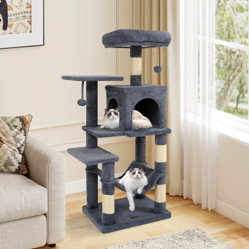 Costway 44” Tall Multi-level Cat Tree with Cushion Top Perch, - See Details