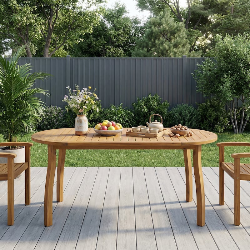 Christopher Knight Home - Cascade 70" Outdoor Acacia Wood Oval Dining Table, for 4-6 Person Seating