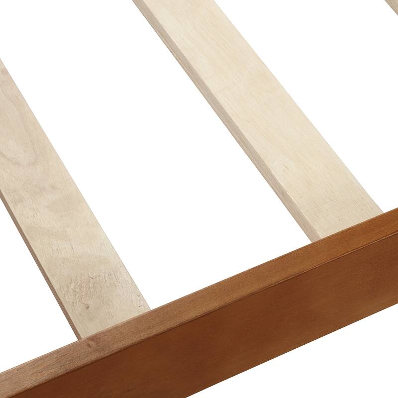 Wood Platform Bed Frame, Twin Size Panel Bed with Sleigh Headboard Footboard and Slat Support, Easy to Assemble Slat Bed