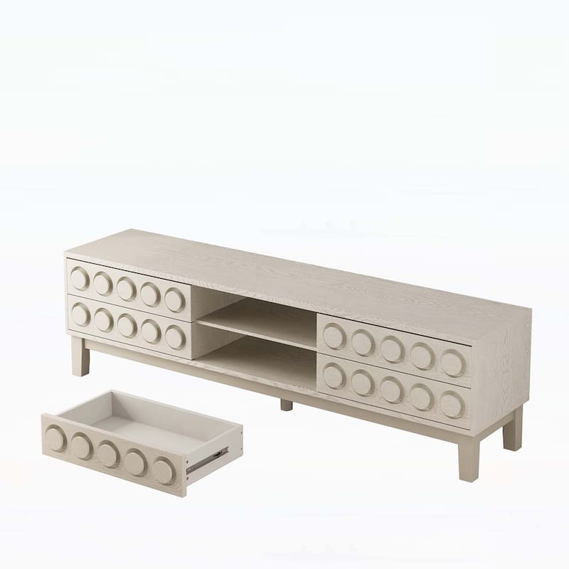TV Stand for TVs up to 75,with 4 Drawers,Entertainment Center with Spacious Storage and Modern Design