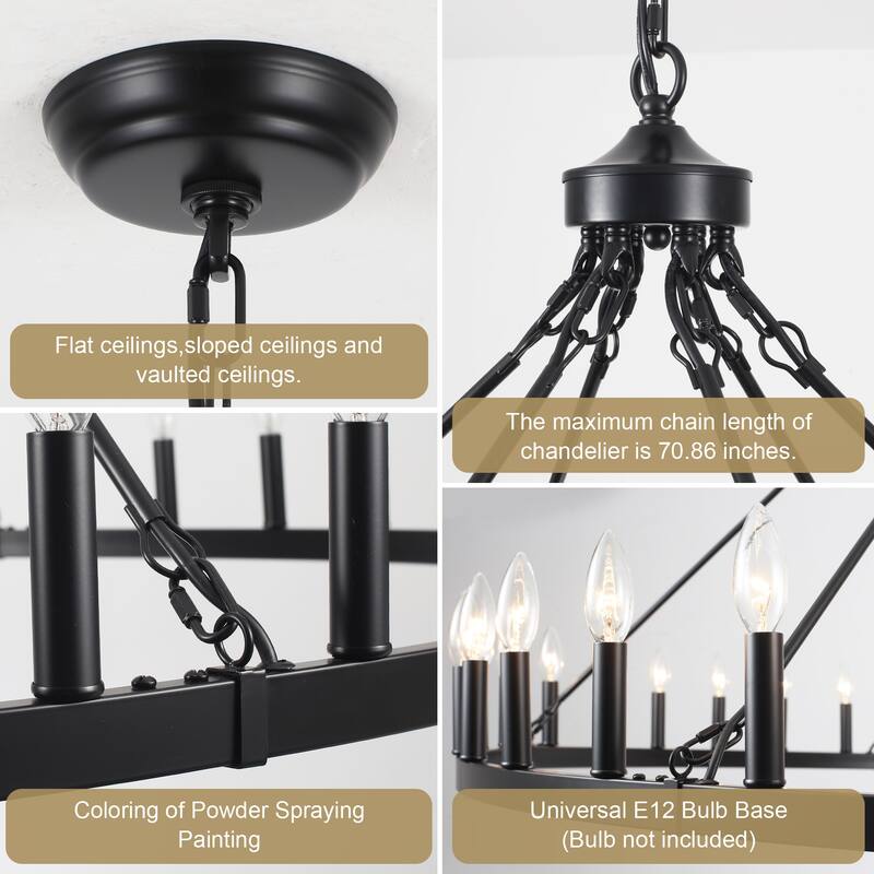 36-Light 47 in. Large Modern Farmhouse Candle Wagon Wheel Chandelier for Living Room