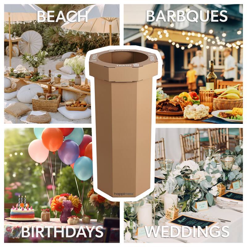 25-Gallon Disposable Cardboard Event Trash Can and Recycling Bin (Set of 2) - Brown