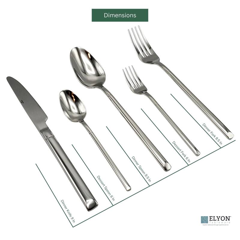 Elyon Fine 20 Piece Reflective Silver Flatware Set Stainless Steel Service For 4