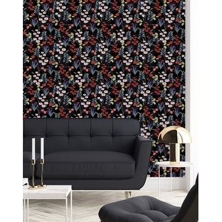 Dark Floral Meadow Wallpaper Peel and Stick and Prepasted - Bed Bath ...