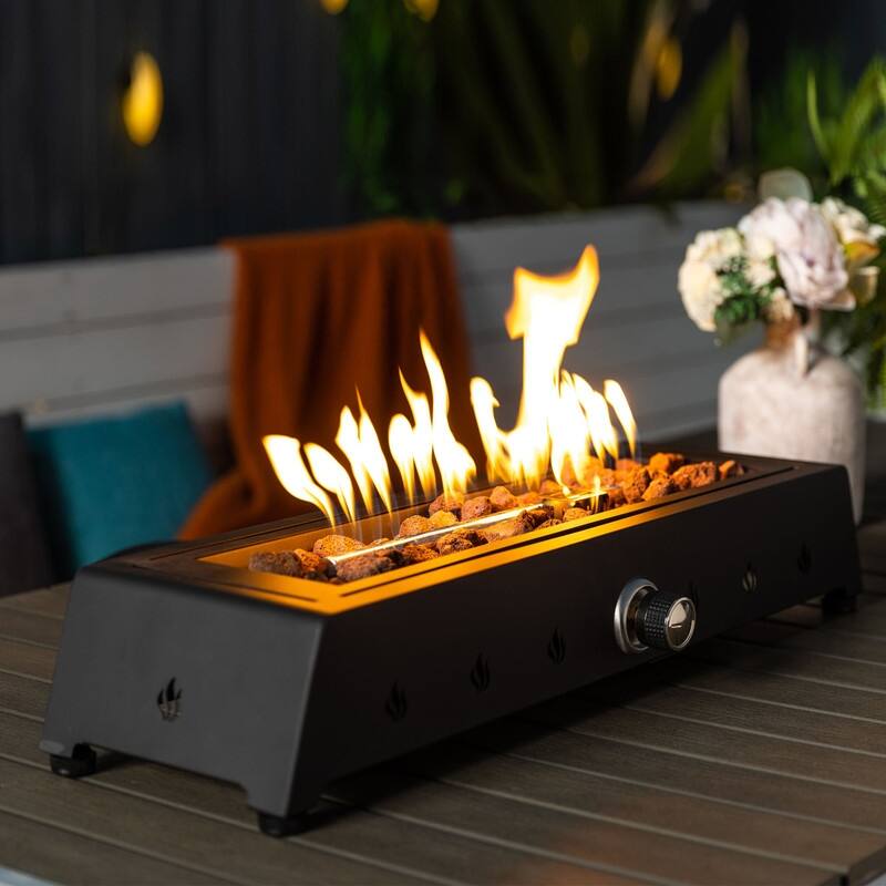 28" Propane Gas Fire Pits, 50000 BTU Rectangular Steel Fire Pit