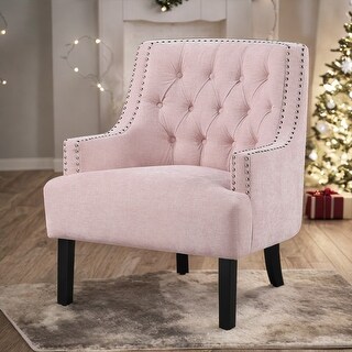 Image showcasing Modern Traditional Accent Chair Button Tufted Textured Fabric ...