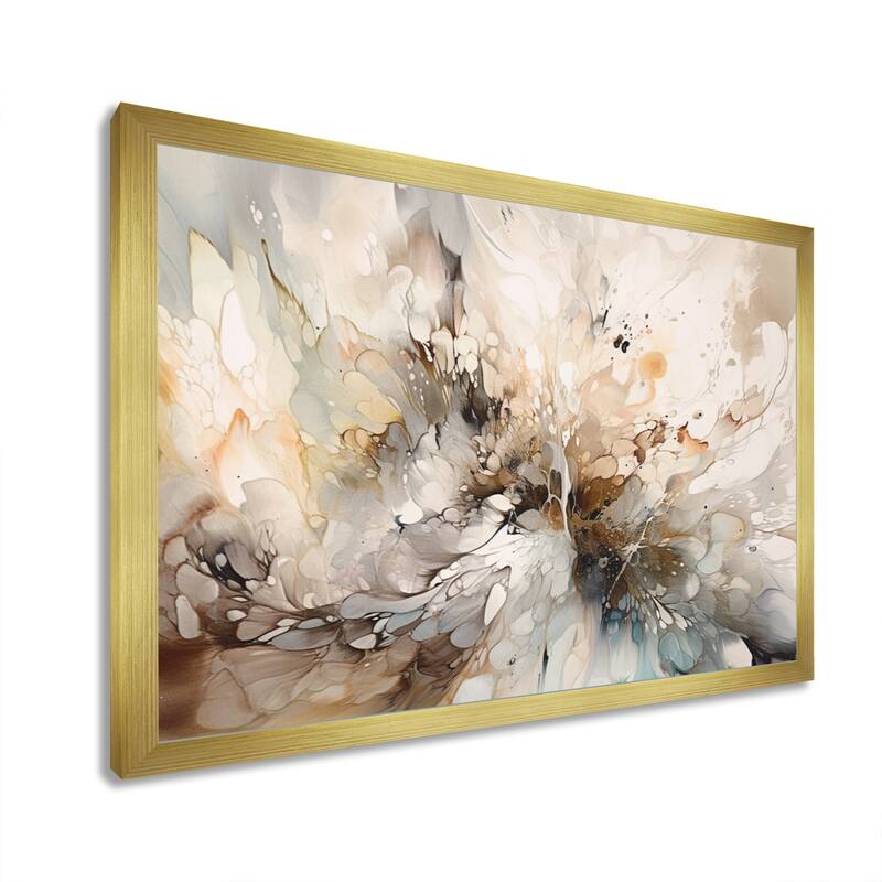 Designart "White And Grey Geometric Depths I" Modern Geometric Framed Wall Art Prints