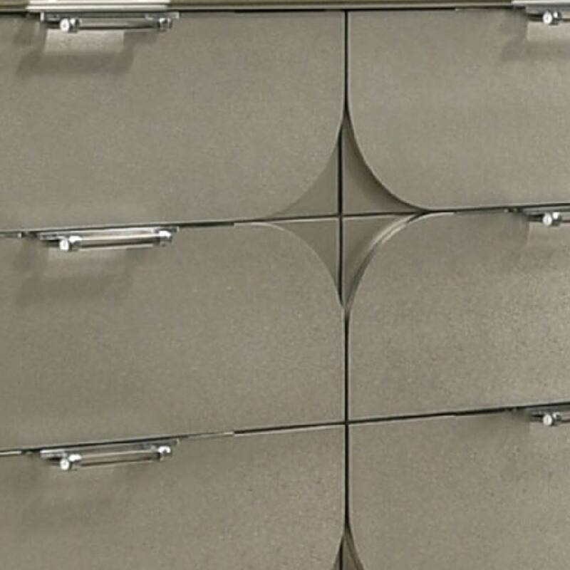 Zema 6 Drawer Wide Dresser, Silver Solid Wood with Acrylic Accents