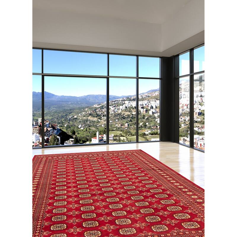 ECARPETGALLERY Hand-knotted Finest Peshawar Bokhara Dark Red Wool Rug - 7'10 x 10'0