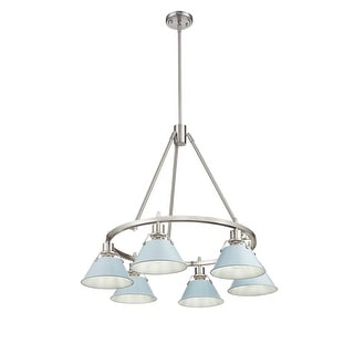 Orwell 6-Light Chandelier in Pewter with Dusky Blue - Silver