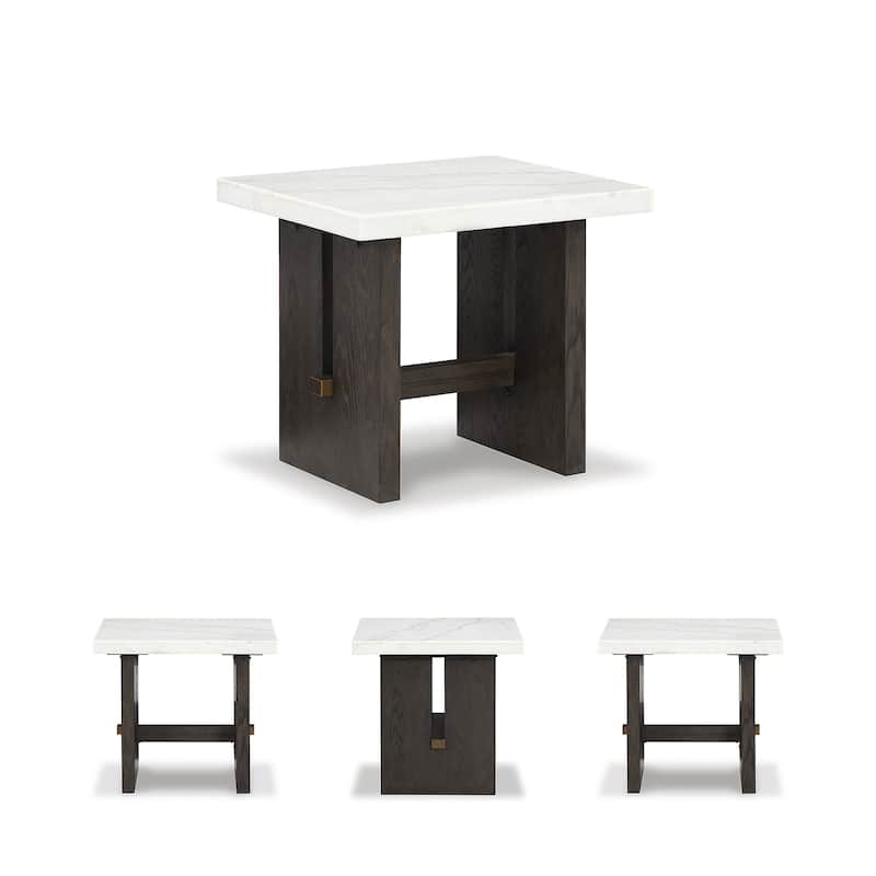 Signature Design by Ashley Burkhaus White / Dark Brown Rectangular End Table - 26"W x 24"D x 23"H
