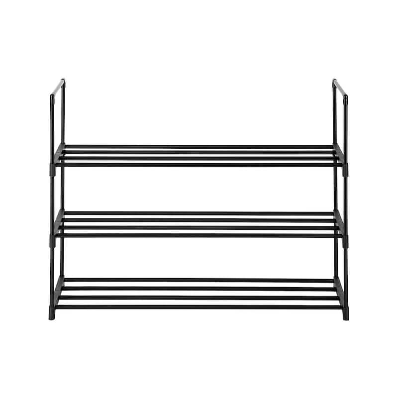 3 Tiers Shoe Rack Shoe Tower Shelf Storage Organizer - Black