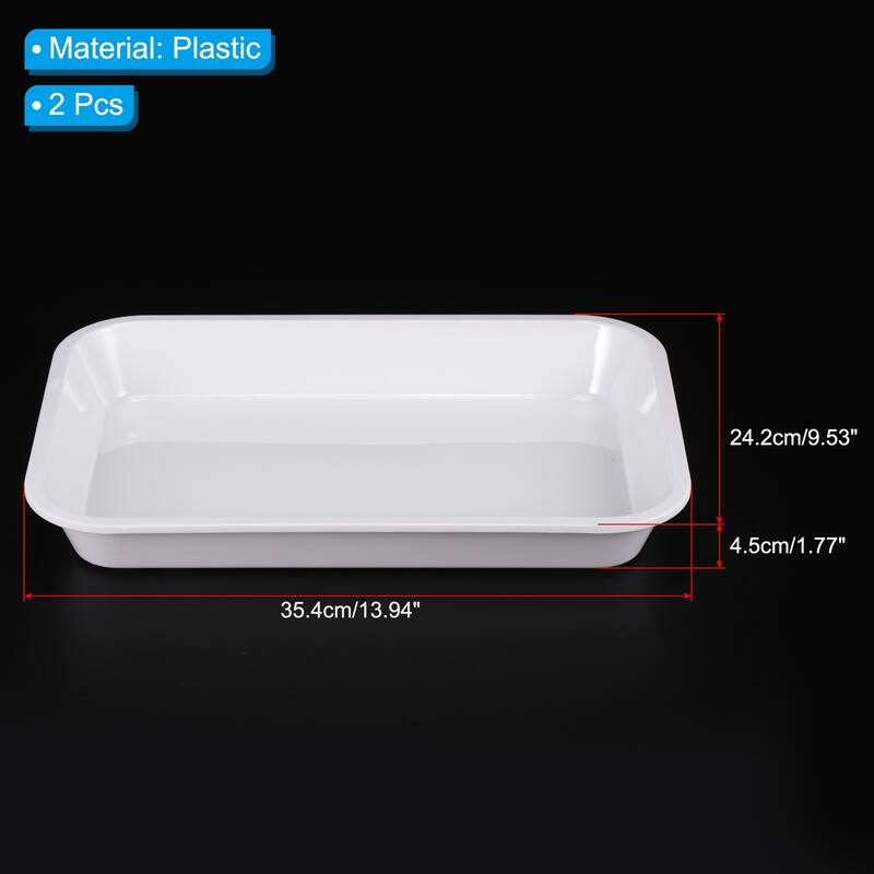 Fast Food Tray, 2 Pack Plastic Serving Tray Reusable Rectangle Tray - White